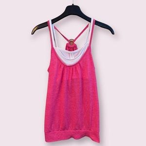 y2k aesthetic pink and white layered tank top